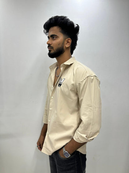 Cream Butterfly Printed Shirt