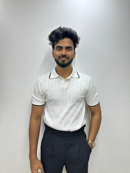 White Half Sleeve Polo T-Shirt