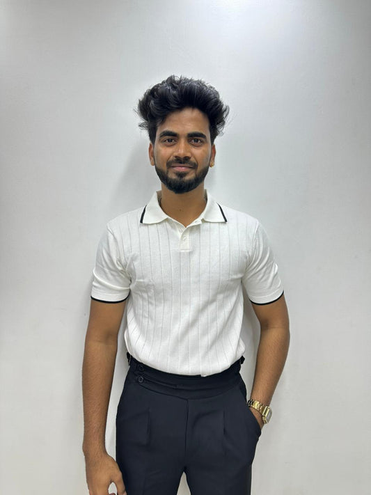 White Half Sleeve Polo T-Shirt