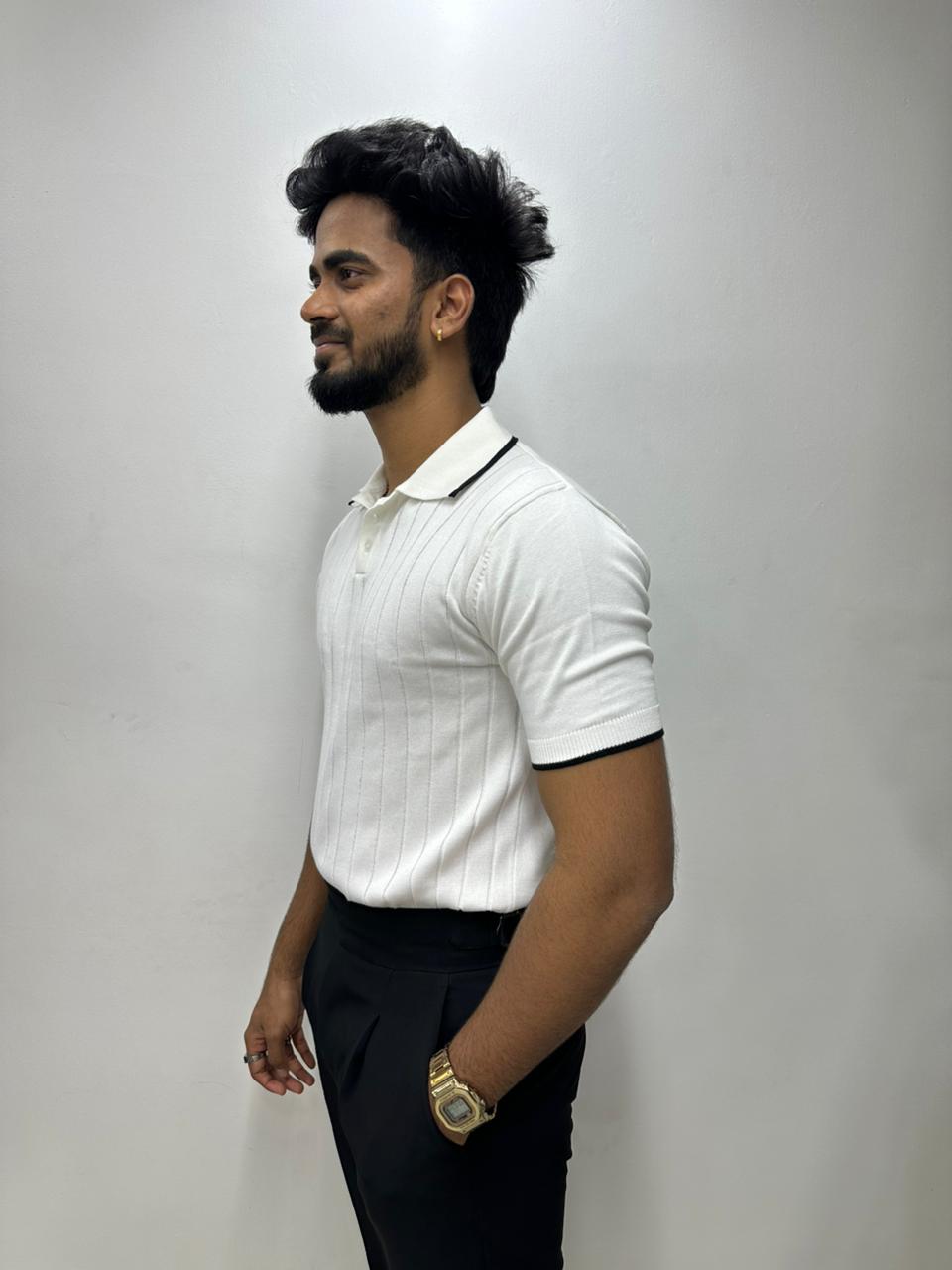 White Half Sleeve Polo T-Shirt