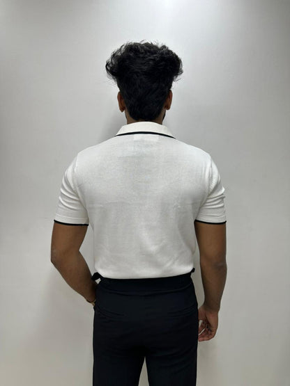 White Half Sleeve Polo T-Shirt