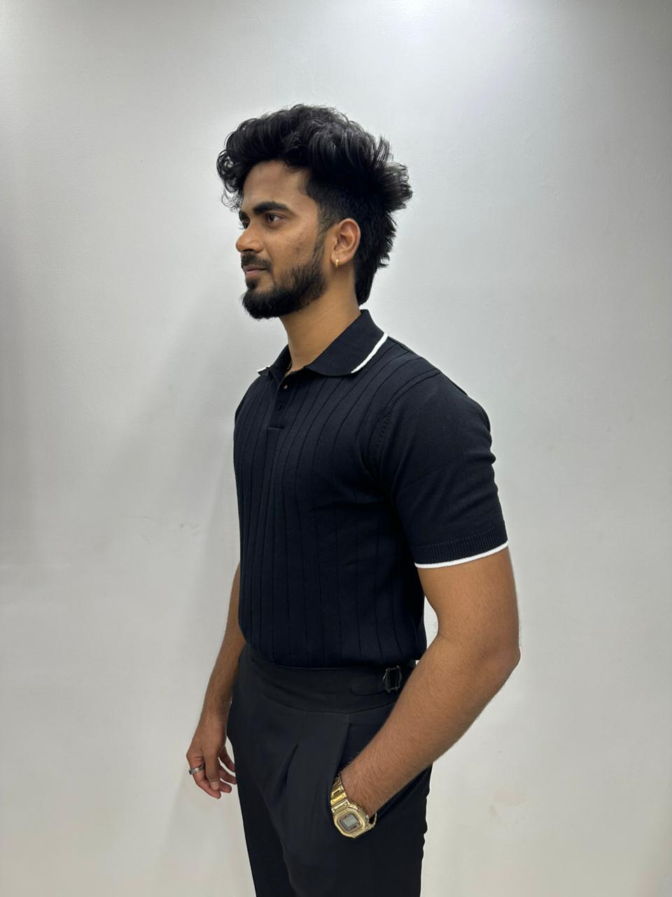 Black Half Sleeve Polo T-Shirt