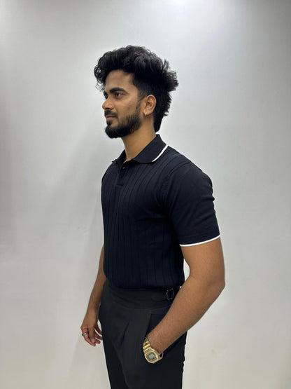 Black Half Sleeve Polo T-Shirt