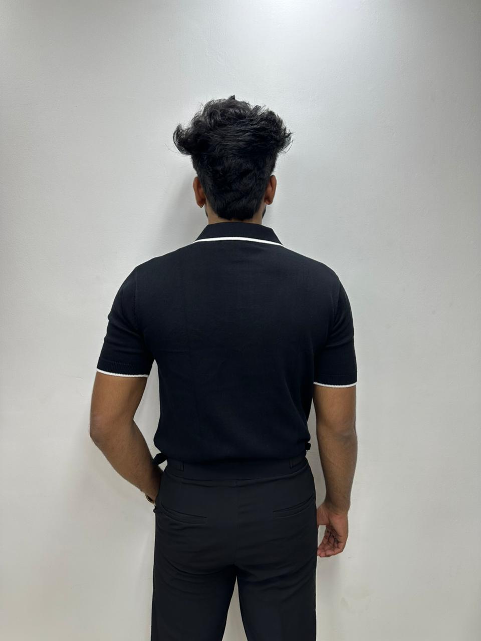 Black Half Sleeve Polo T-Shirt