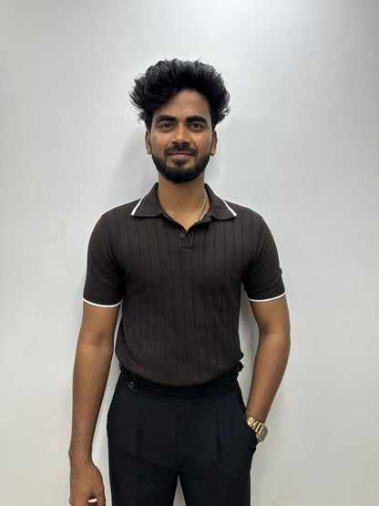 Brown Half Sleeve Polo T-Shirt
