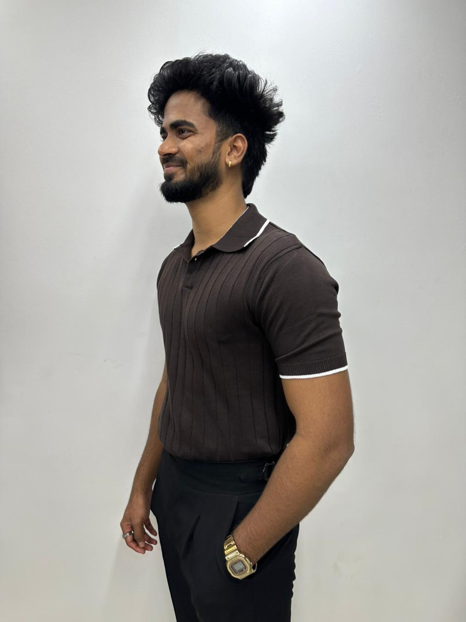 Brown Half Sleeve Polo T-Shirt