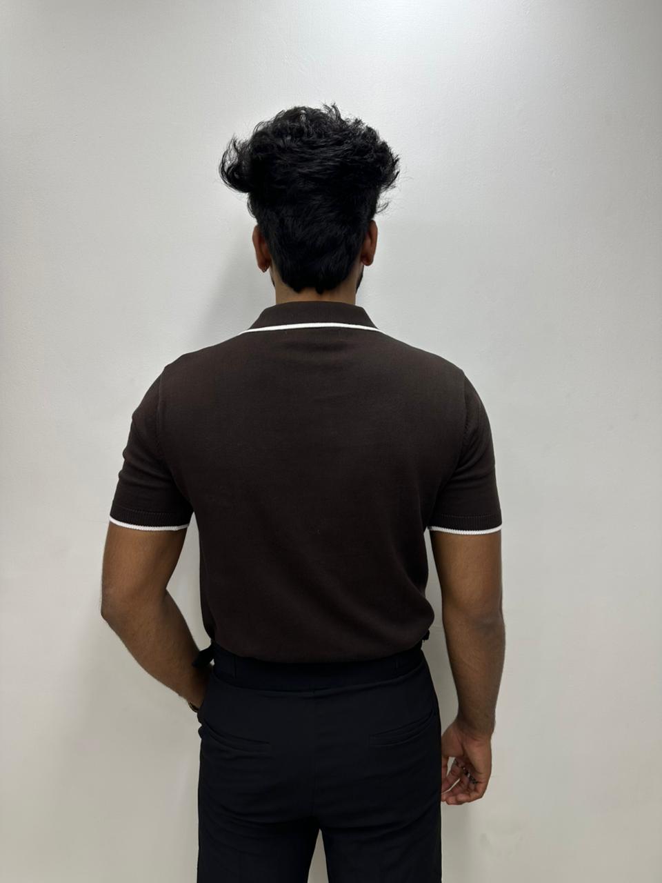 Brown Half Sleeve Polo T-Shirt