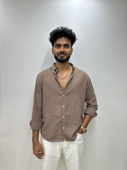 Mocha Brown Linen Shirt