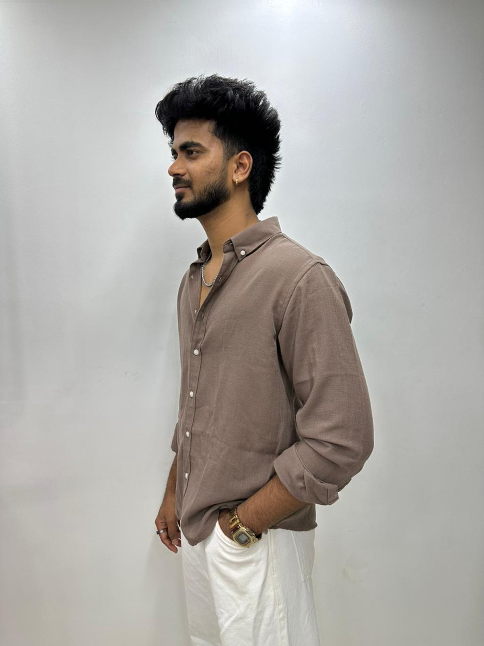 Mocha Brown Linen Shirt