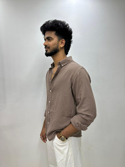 Mocha Brown Linen Shirt