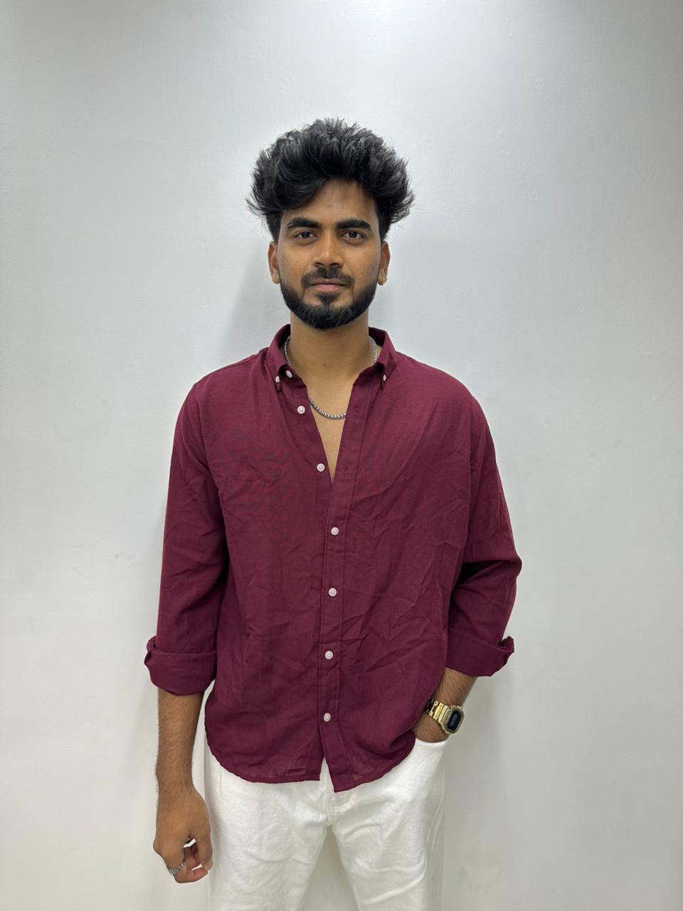 Maroon Linen Shirt