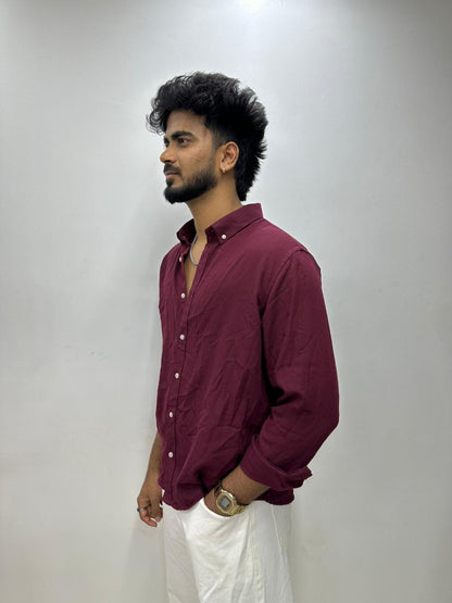Maroon Linen Shirt