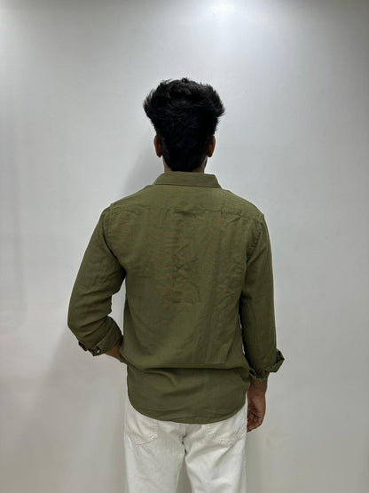 Olive Green Linen Shirt
