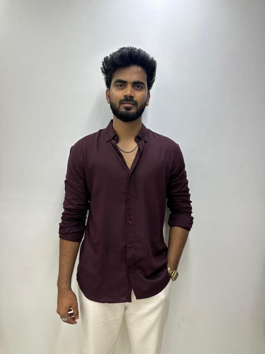 Maroon Linen Shirt