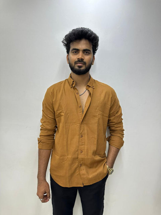 Mustard Brown Linen Shirt