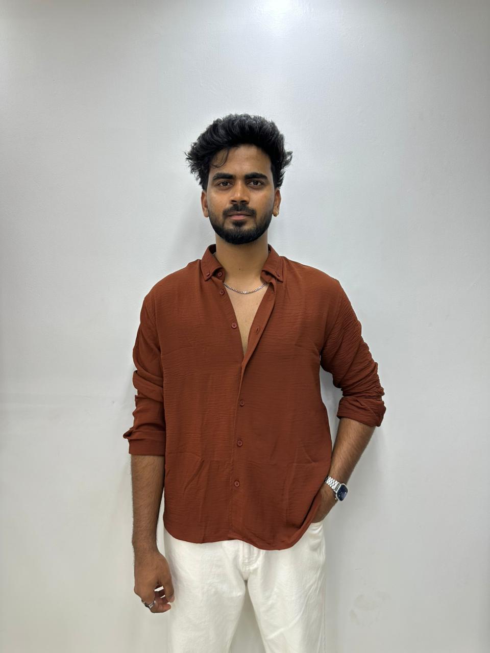 Brown Crush Linen Shirt