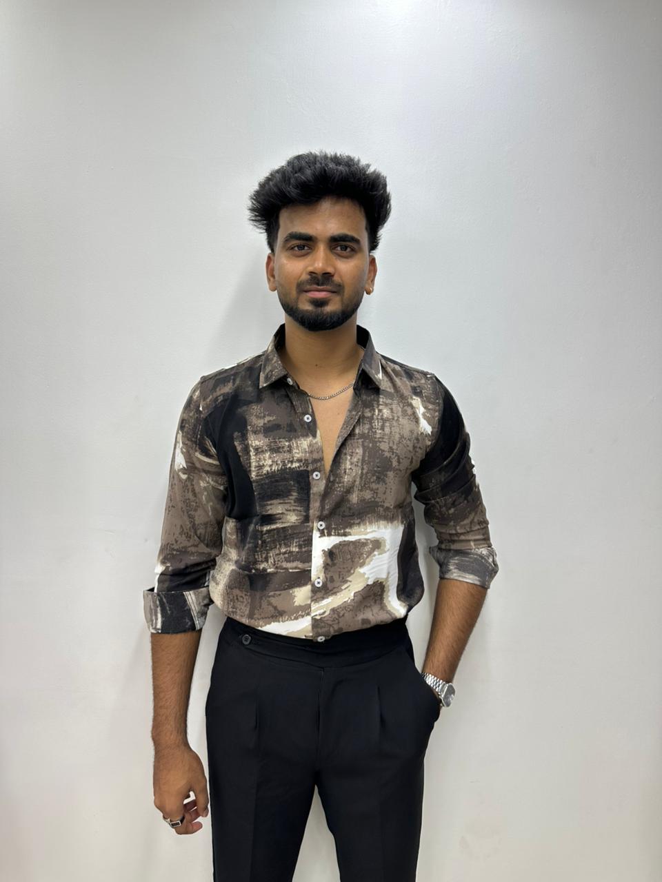 Urban Brown Print Shirt