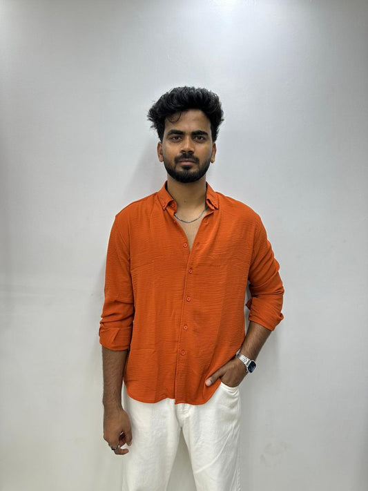 Orange Crush Linen Shirt
