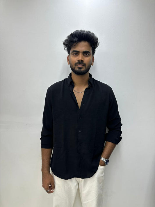 Black Crush Linen Shirt